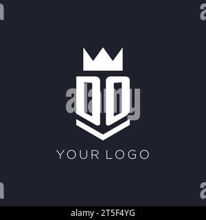 DO logo with shield and crown, initial monogram logo design ideas Stock Vector