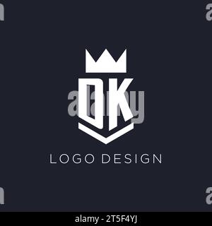 DK logo with shield and crown, initial monogram logo design ideas Stock Vector