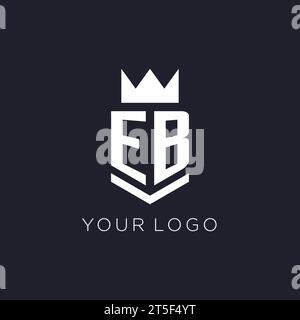 EB logo with shield and crown, initial monogram logo design ideas Stock Vector