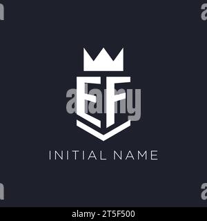 EF logo with shield and crown, initial monogram logo design ideas Stock Vector