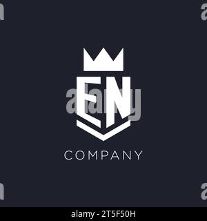 EN logo with shield and crown, initial monogram logo design ideas Stock Vector