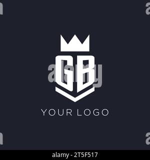 GB logo with shield and crown, initial monogram logo design ideas Stock Vector