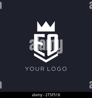 EO logo with shield and crown, initial monogram logo design ideas Stock Vector