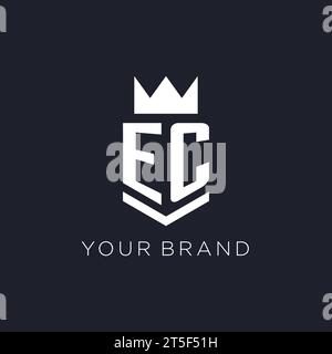 EC logo with shield and crown, initial monogram logo design ideas Stock Vector