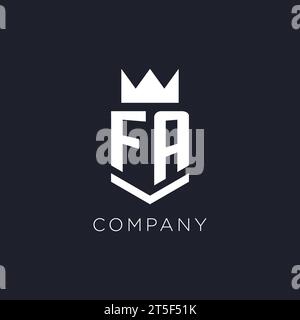 FA logo with shield and crown, initial monogram logo design ideas Stock Vector