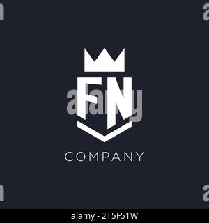 FN logo with shield and crown, initial monogram logo design ideas Stock Vector