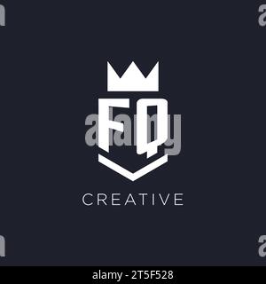 FQ logo with shield and crown, initial monogram logo design ideas Stock Vector
