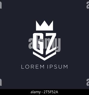 GZ logo with shield and crown, initial monogram logo design ideas Stock Vector