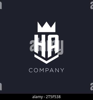 HA logo with shield and crown, initial monogram logo design ideas Stock Vector