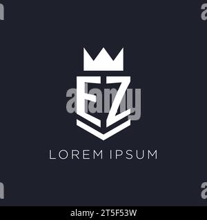 EZ logo with shield and crown, initial monogram logo design ideas Stock Vector