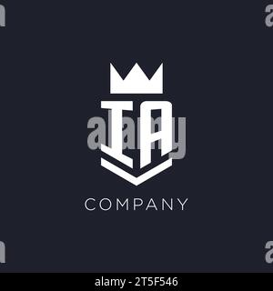 IA logo with shield and crown, initial monogram logo design ideas Stock Vector