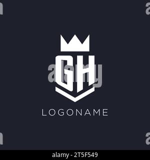 GH logo with shield and crown, initial monogram logo design ideas Stock Vector