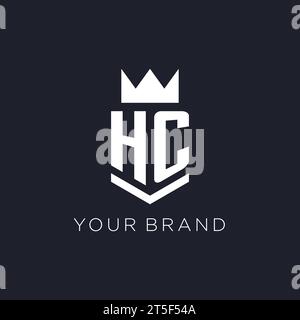 HC logo with shield and crown, initial monogram logo design ideas Stock Vector