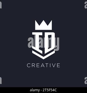 ID logo with shield and crown, initial monogram logo design ideas Stock Vector