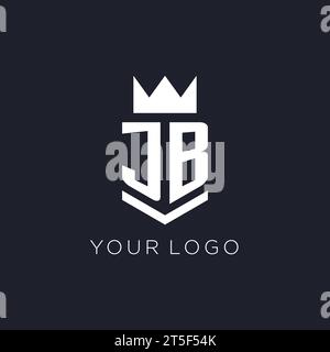 JB logo with shield and crown, initial monogram logo design ideas Stock Vector