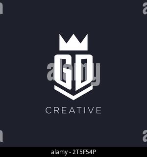 GD logo with shield and crown, initial monogram logo design ideas Stock Vector