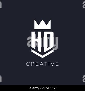 HD logo with shield and crown, initial monogram logo design ideas Stock Vector