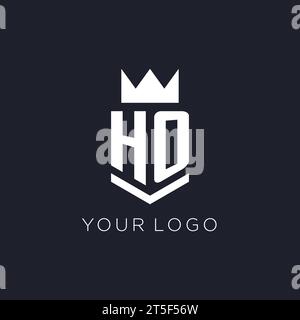 HO logo with shield and crown, initial monogram logo design ideas Stock Vector