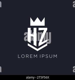 HZ logo with shield and crown, initial monogram logo design ideas Stock Vector