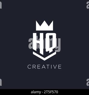 HQ logo with shield and crown, initial monogram logo design ideas Stock Vector