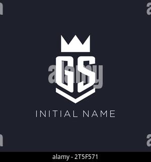 GS logo with shield and crown, initial monogram logo design ideas Stock Vector