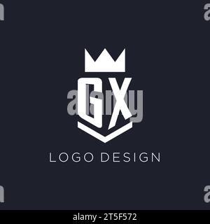 GX logo with shield and crown, initial monogram logo design ideas Stock Vector