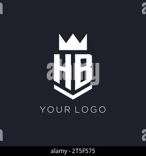 HB logo with shield and crown, initial monogram logo design ideas Stock Vector