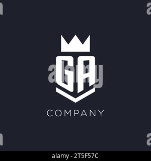 GA logo with shield and crown, initial monogram logo design ideas Stock Vector
