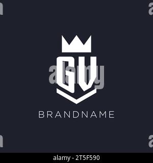 GV logo with shield and crown, initial monogram logo design ideas Stock Vector