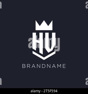 HV logo with shield and crown, initial monogram logo design ideas Stock Vector