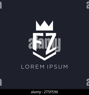 FZ logo with shield and crown, initial monogram logo design ideas Stock Vector