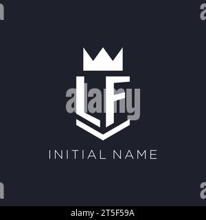 LF logo with shield and crown, initial monogram logo design ideas Stock Vector