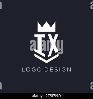 IX logo with shield and crown, initial monogram logo design ideas Stock Vector