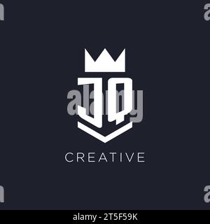 JQ logo with shield and crown, initial monogram logo design ideas Stock Vector