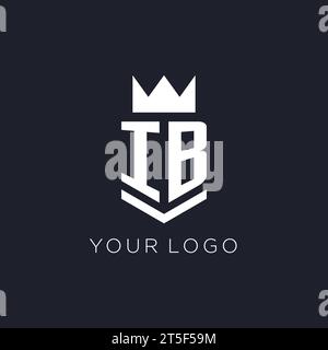 IB logo with shield and crown, initial monogram logo design ideas Stock Vector