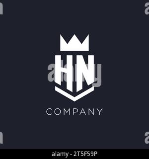 HN logo with shield and crown, initial monogram logo design ideas Stock Vector