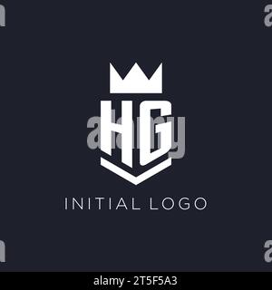 HG logo with shield and crown, initial monogram logo design ideas Stock Vector