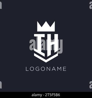 IH logo with shield and crown, initial monogram logo design ideas Stock Vector