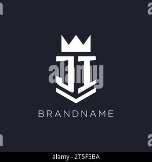 JI logo with shield and crown, initial monogram logo design ideas Stock Vector