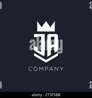 JA logo with shield and crown, initial monogram logo design ideas Stock Vector