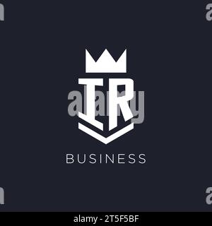 IR logo with shield and crown, initial monogram logo design ideas Stock Vector