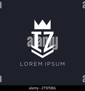 IZ logo with shield and crown, initial monogram logo design ideas Stock Vector