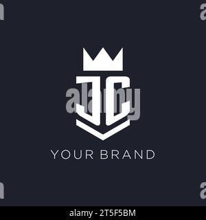 JC logo with shield and crown, initial monogram logo design ideas Stock Vector