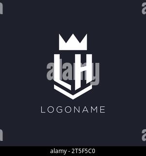 LH logo with shield and crown, initial monogram logo design ideas Stock Vector
