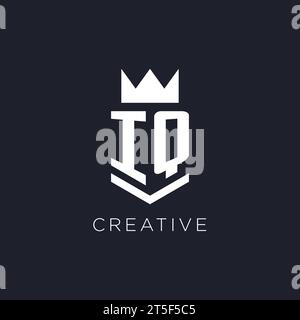 IQ logo with shield and crown, initial monogram logo design ideas Stock Vector
