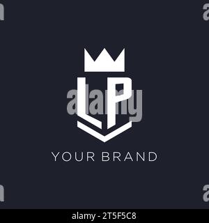 LP logo with shield and crown, initial monogram logo design ideas Stock Vector