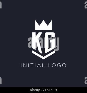 KG logo with shield and crown, initial monogram logo design ideas Stock Vector