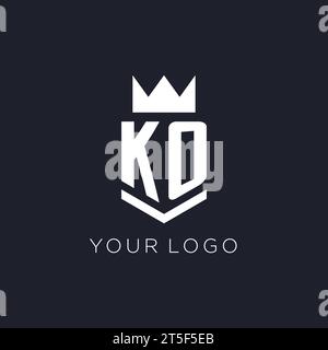 KO logo with shield and crown, initial monogram logo design ideas Stock Vector