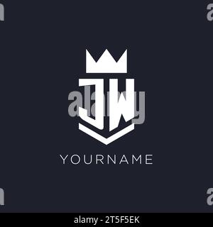 Initial JW logo shield crown style, luxury elegant monogram logo design ...