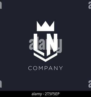 LN logo with shield and crown, initial monogram logo design ideas Stock Vector